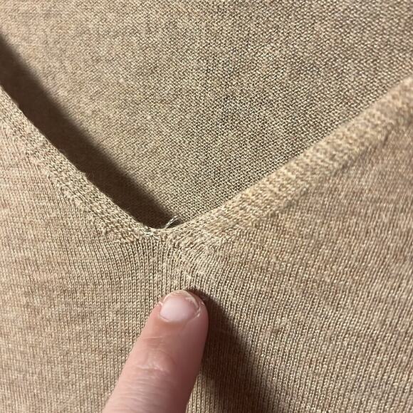 Massimo Dutti Elbow Patch Wool Silk Blend V Neck Sweater Size Small - Picture 2 of 5